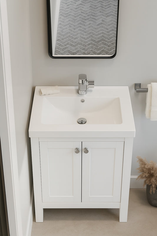 Swiss Madison 24 in. Ceramic Vanity Top with 3-Faucet Holes with White Basin