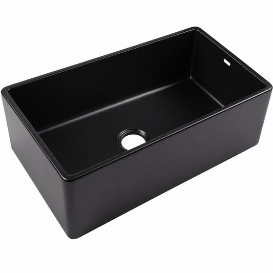 SINKOLOGY Bradstreet II 30 in Farmhouse Apron Front Undermount Single Bowl Matte Black Fireclay Kitchen Sink