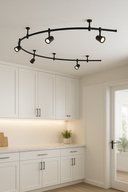 Cresswell Flex Track 8 ft. Bronze LED Ceiling Mounted Hard Wired Track Lighting Kit with Pinhole Head