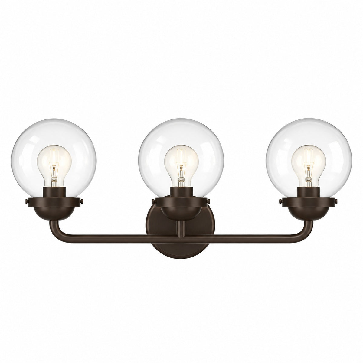 Designers Fountain Knoll 24 in 3 Light Oil Rubbed Bronze Retro Vanity Light with Clear Glass Shades for Bathrooms 95903 ORB