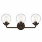 Designers Fountain Knoll 24 in 3 Light Oil Rubbed Bronze Retro Vanity Light with Clear Glass Shades for Bathrooms 95903 ORB