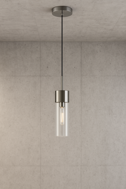 Meyer&Cross Lance Polished Nickel Metal and Glass Pendant