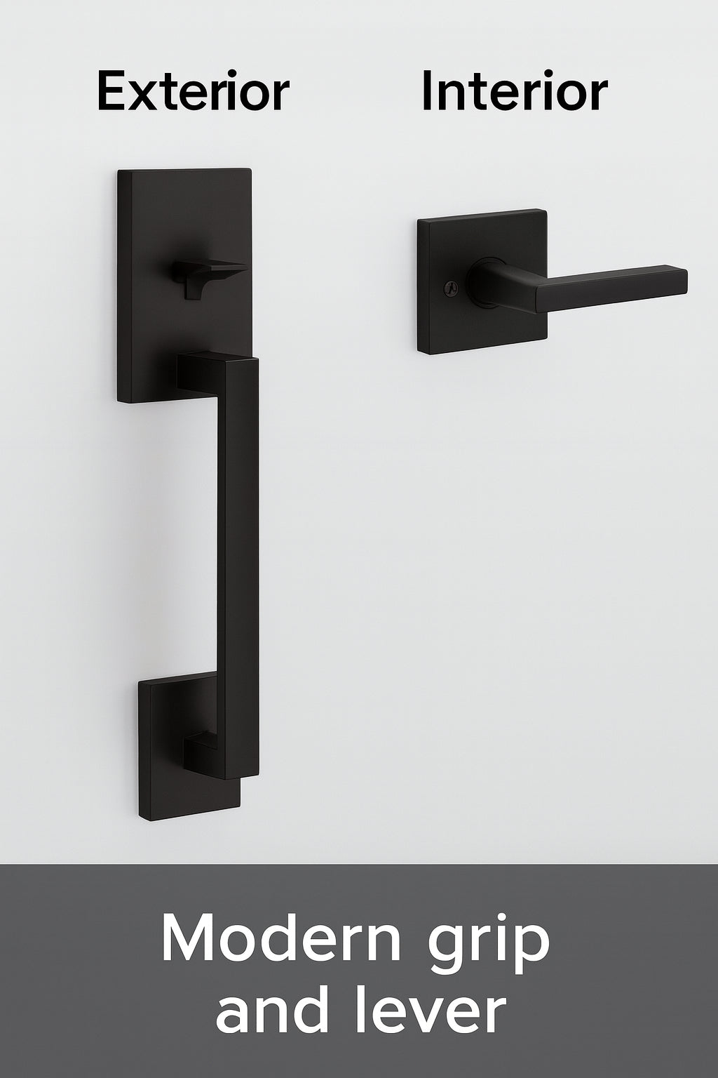 San Clemente Matte Black Door Handleset with Halifax Square Door Handle with Microban Antimicrobial Technology 815SCEXHFLSQT514RBP