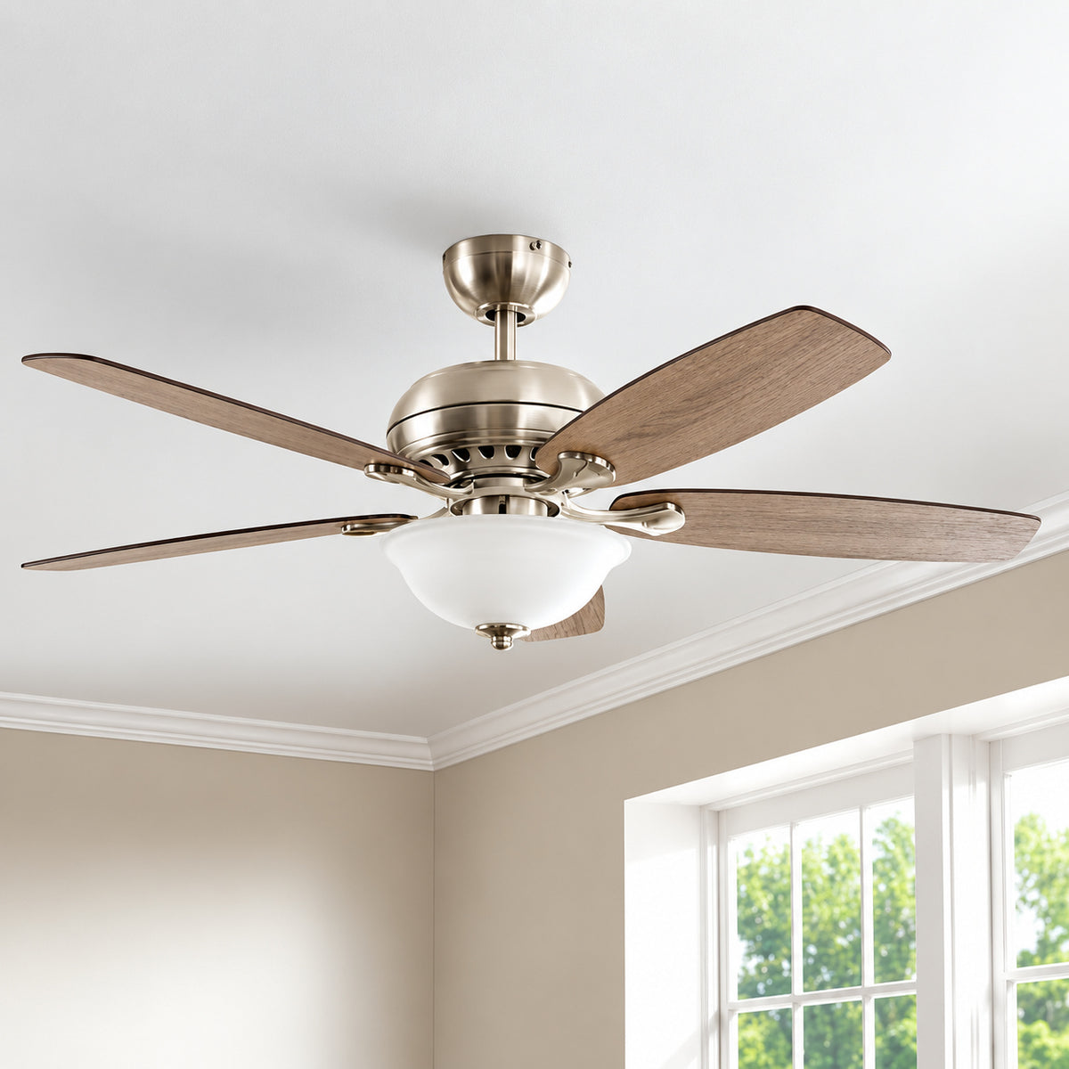 Hampton Bay Southwind II 52 in Indoor LED Brushed Nickel Ceiling Fan with Light Kit Reversible Blades and Remote Control