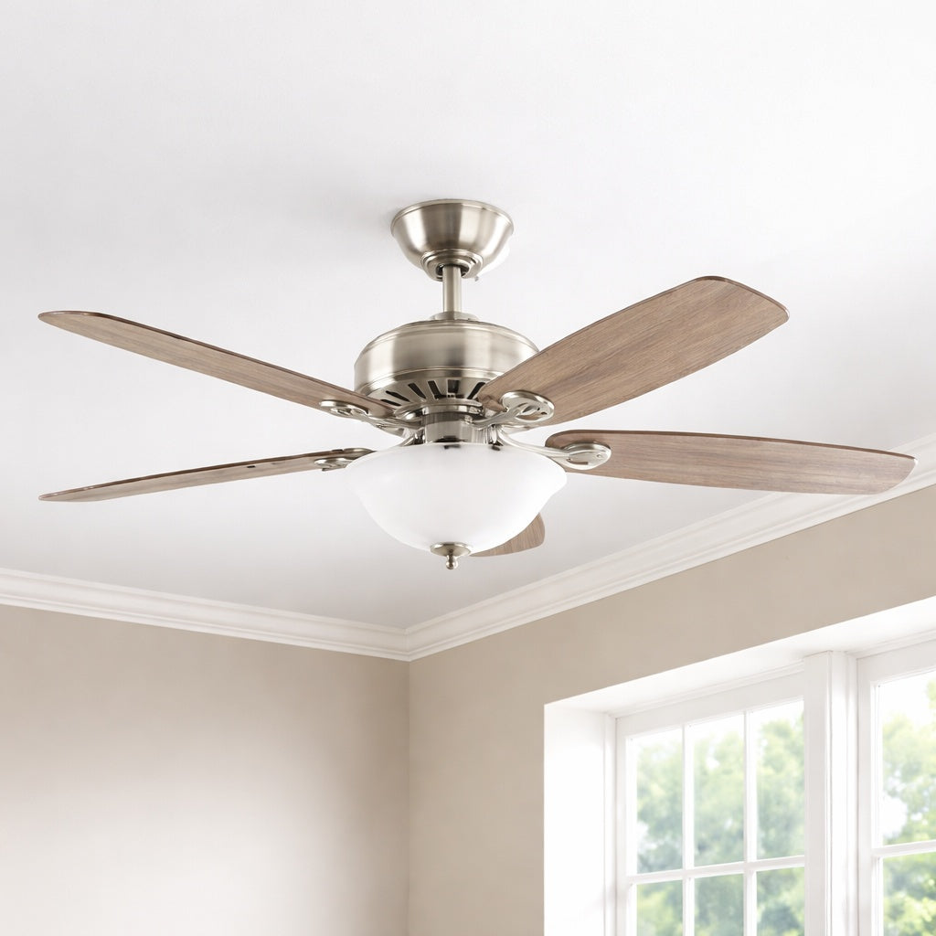 Hampton Bay Southwind II 52 in Indoor LED Brushed Nickel Ceiling Fan with Light Kit Reversible Blades and Remote Control