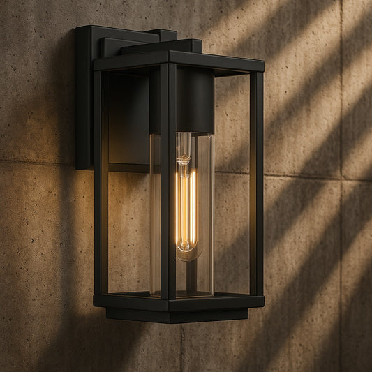 Progress Lighting Macstreet 9 In. 1-Light Matte Black Modern Outdoor Wall Lantern with Clear Glass