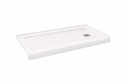 Bootz Industries Aloha Showercast 60 In L X 30 In W Alcove Shower Pan Base In White With Square Chrome Right Drain