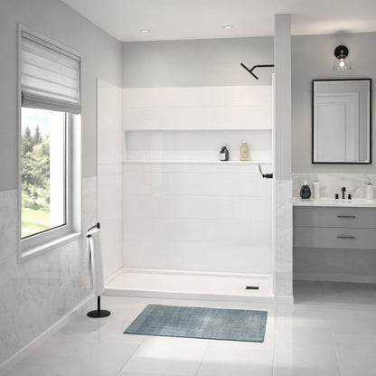 Bootz Industries Aloha ShowerCast 60 in L x 32 in W Alcove Shower Pan Base in White with Square Chrome Right Drain