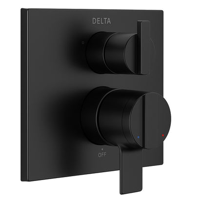 Delta Ara Modern 2 Handle Wall Mount Valve Trim Kit with 3 Setting Integrated Diverter in Matte Black Valve not Included T27867 BL/312208096 34449913805 Delta