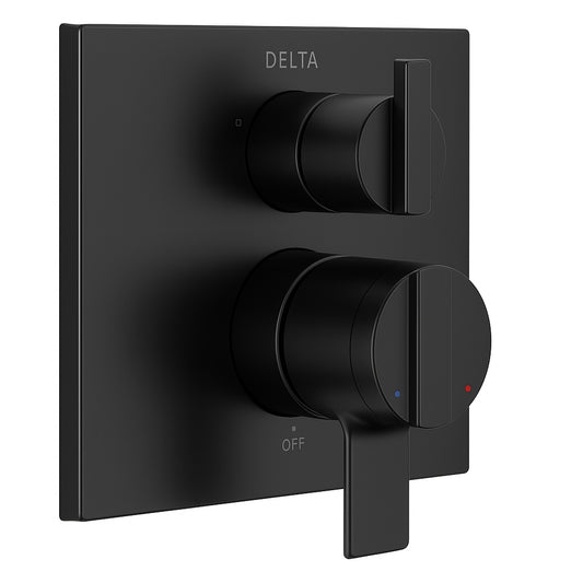 Delta Ara Modern 2 Handle Wall Mount Valve Trim Kit with 3 Setting Integrated Diverter in Matte Black Valve not Included T27867 BL/312208096 34449913805 Delta