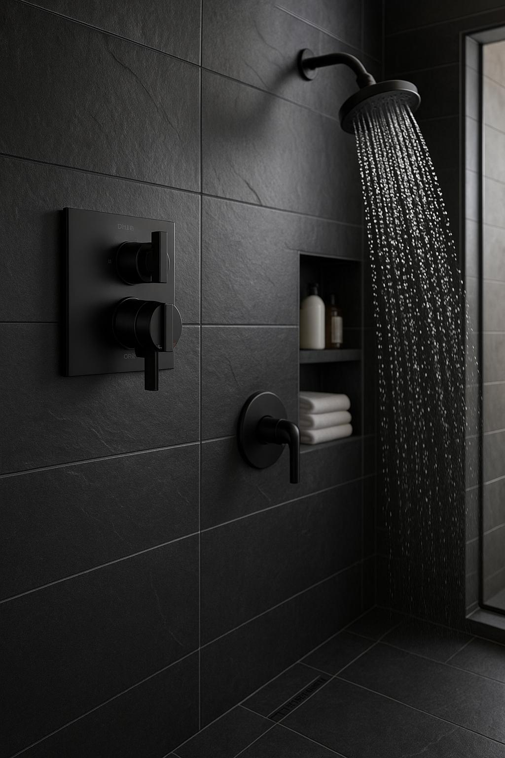 Delta Ara Modern 2 Handle Wall Mount Valve Trim Kit with 3 Setting Integrated Diverter in Matte Black Valve not Included T27867 BL/312208096 34449913805 Delta