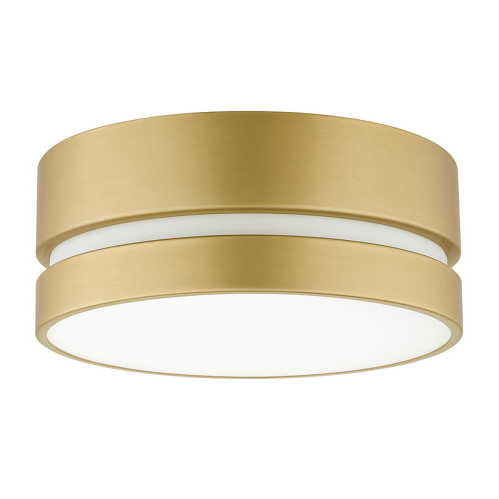 Globe Electric Aurora 2-Light Flush Mount Ceiling Light, Soft Gold, Inner Frosted Shade