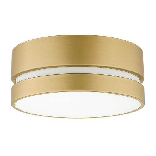 Globe Electric Aurora 2-Light Flush Mount Ceiling Light, Soft Gold, Inner Frosted Shade