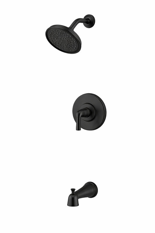 Glacier Bay Oswell Single Handle 1 Spray Tub and Shower Faucet 1 8 GPM in Matte Black Valve Included