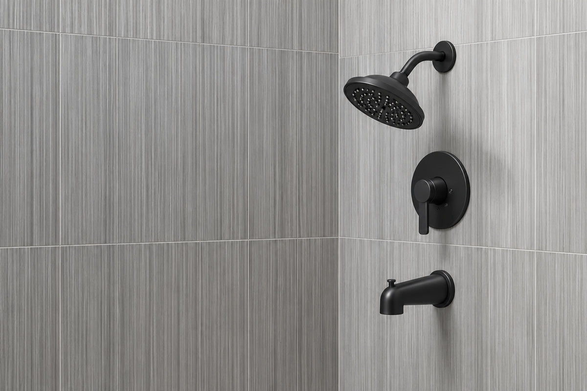 Glacier Bay Oswell Single Handle 1 Spray Tub and Shower Faucet 1 8 GPM in Matte Black Valve Included HD873X 1910H
