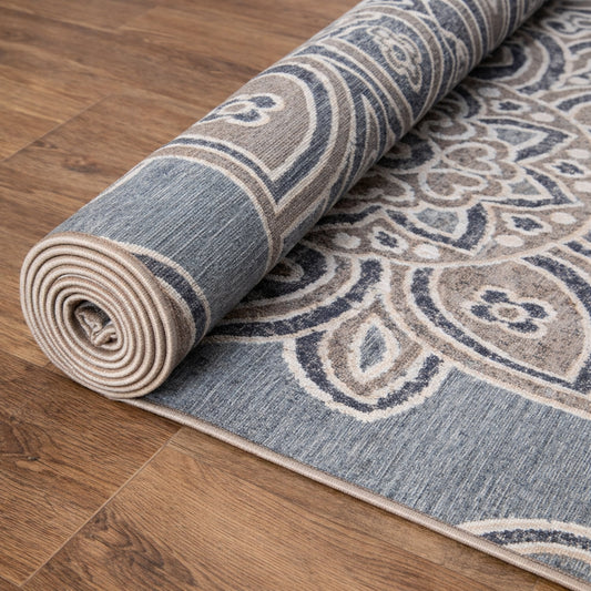 Stylewell Blue 8 Ft X 10 Ft Floral Indoor Outdoor Area Rug