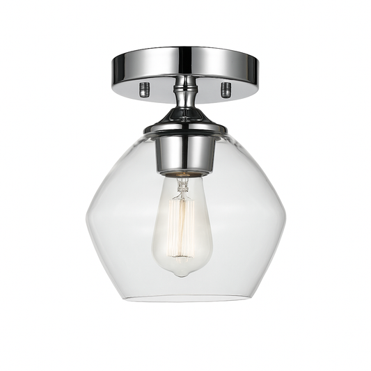 Globe Electric Harrow 1 Light Chrome Semi Flush Mount Ceiling Light with Clear Glass Shade 60875/312406931 58219608753 Globe Electric