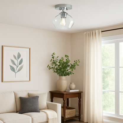 Globe Electric Harrow 1 Light Chrome Semi Flush Mount Ceiling Light with Clear Glass Shade 60875/312406931 58219608753 Globe Electric