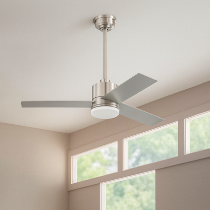 Hampton Bay Madison 52 in Indoor Brushed Nickel Ceiling Fan with Adjustable White Integrated LED with Remote Included