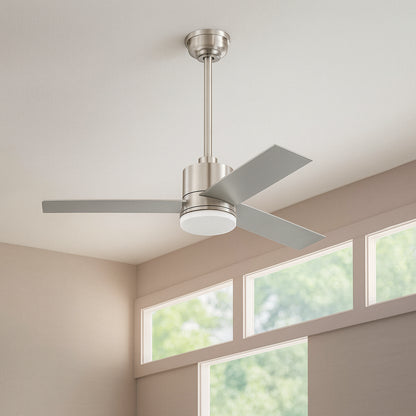 Hampton Bay Madison 52 in. Indoor Brushed Nickel Ceiling Fan with Adjustable White Integrated LED with Remote Included