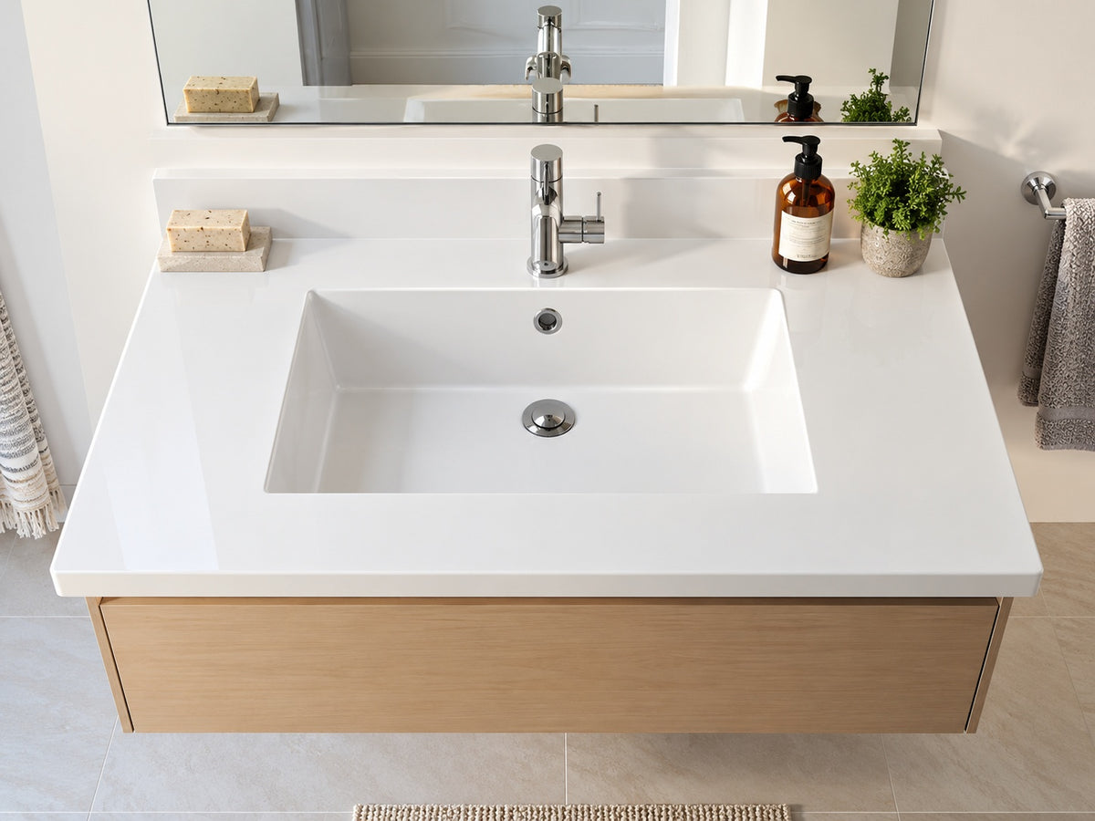 Swiss Madison Voltaire 31 in Vanity Top in Glossy White with 1 Basin SM VT328