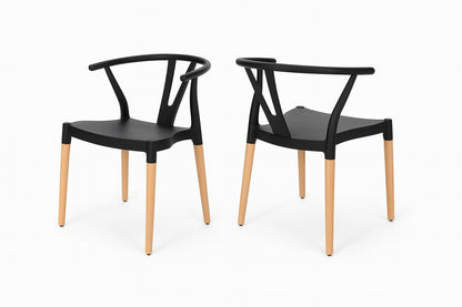 Mountfair Black and Natural Wood Dining Chair Set of 2