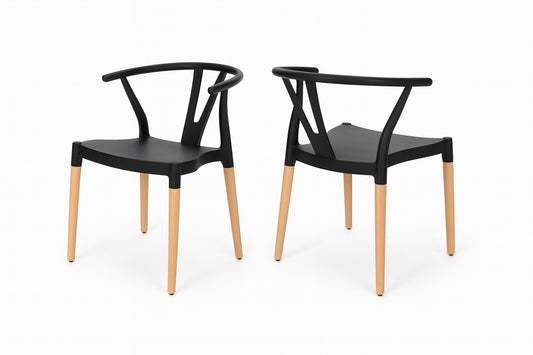 Mountfair Black and Natural Wood Dining Chair Set of 2