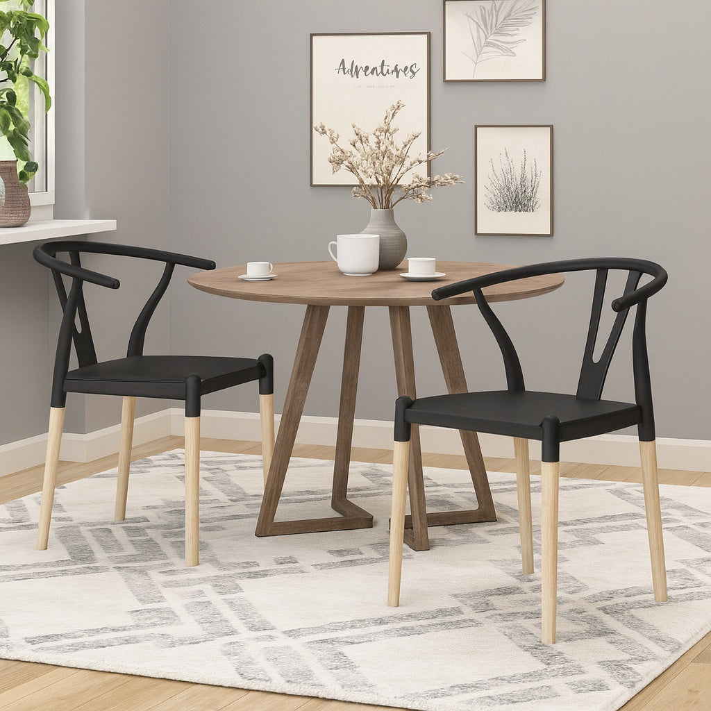 Mountfair Black and Natural Wood Dining Chair Set of 2