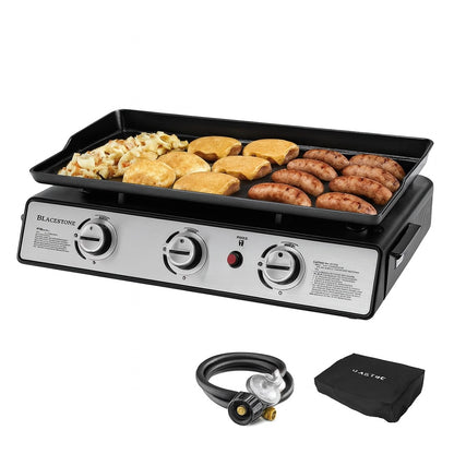 Royal Gourmet 24 in. 3-Burner Portable Table Top Propane Gas Grill Griddle in Black