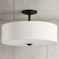 Inspire Collection 18 in Graphite 3 Light Transitional Bedroom Ceiling Light Drum Semi Flush Mount P350167 143