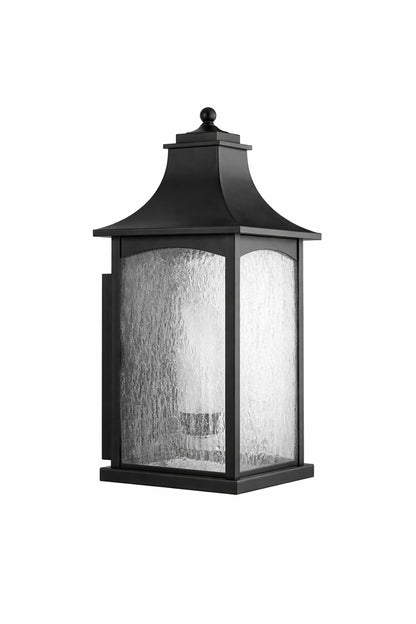 Progress Lighting Maison Collection 1 Light Textured Black Clear Water Seeded Glass Farmhouse Outdoor Extra Large Wall Lantern Light