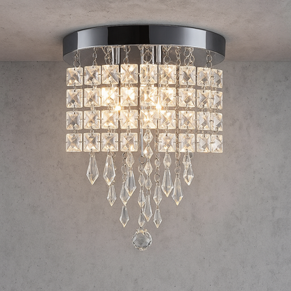 Merra 8 7 in 3 Light Chrome Flush Mount Chandelier with K9 Crystals HCF 1301 00 BNHD 1/312520647 706352860094 Merra