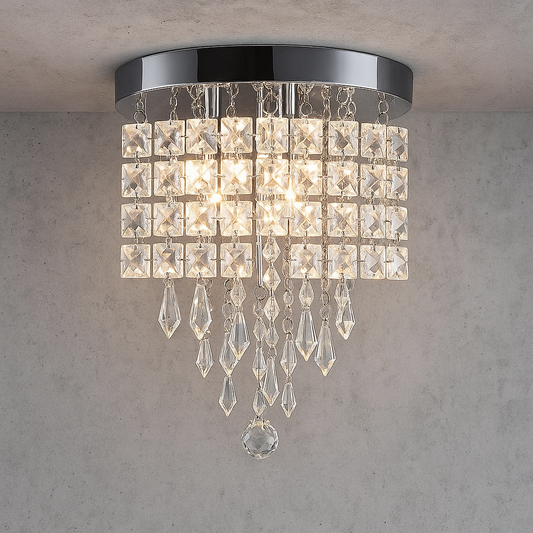 Merra 8 7 in 3 Light Chrome Flush Mount Chandelier with K9 Crystals HCF 1301 00 BNHD 1/312520647 706352860094 Merra