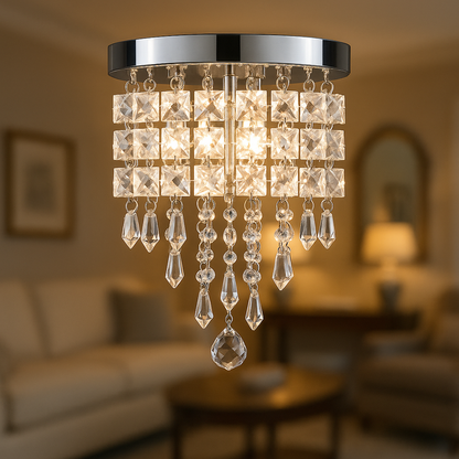 Merra 8 7 in 3 Light Chrome Flush Mount Chandelier with K9 Crystals HCF 1301 00 BNHD 1/312520647 706352860094 Merra