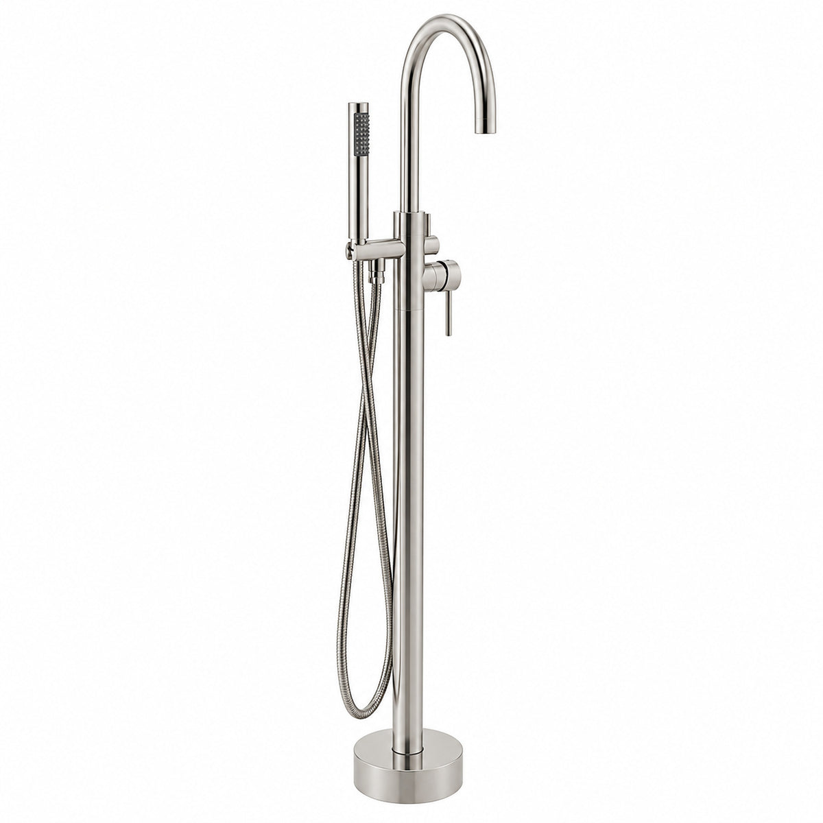AKDY 1 Handle Freestanding Floor Mount Tub Faucet Bathtub Filler with Hand Shower in Brush Nickel TF0047
