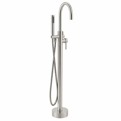 AKDY 1 Handle Freestanding Floor Mount Tub Faucet Bathtub Filler with Hand Shower in Brush Nickel TF0047