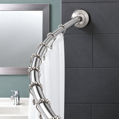 Zenna Home 72 in Rustproof High Grade Stainless Steel Dual Mount Curved Shower Curtain Rod in Brushed Nickel 72S3STBNL