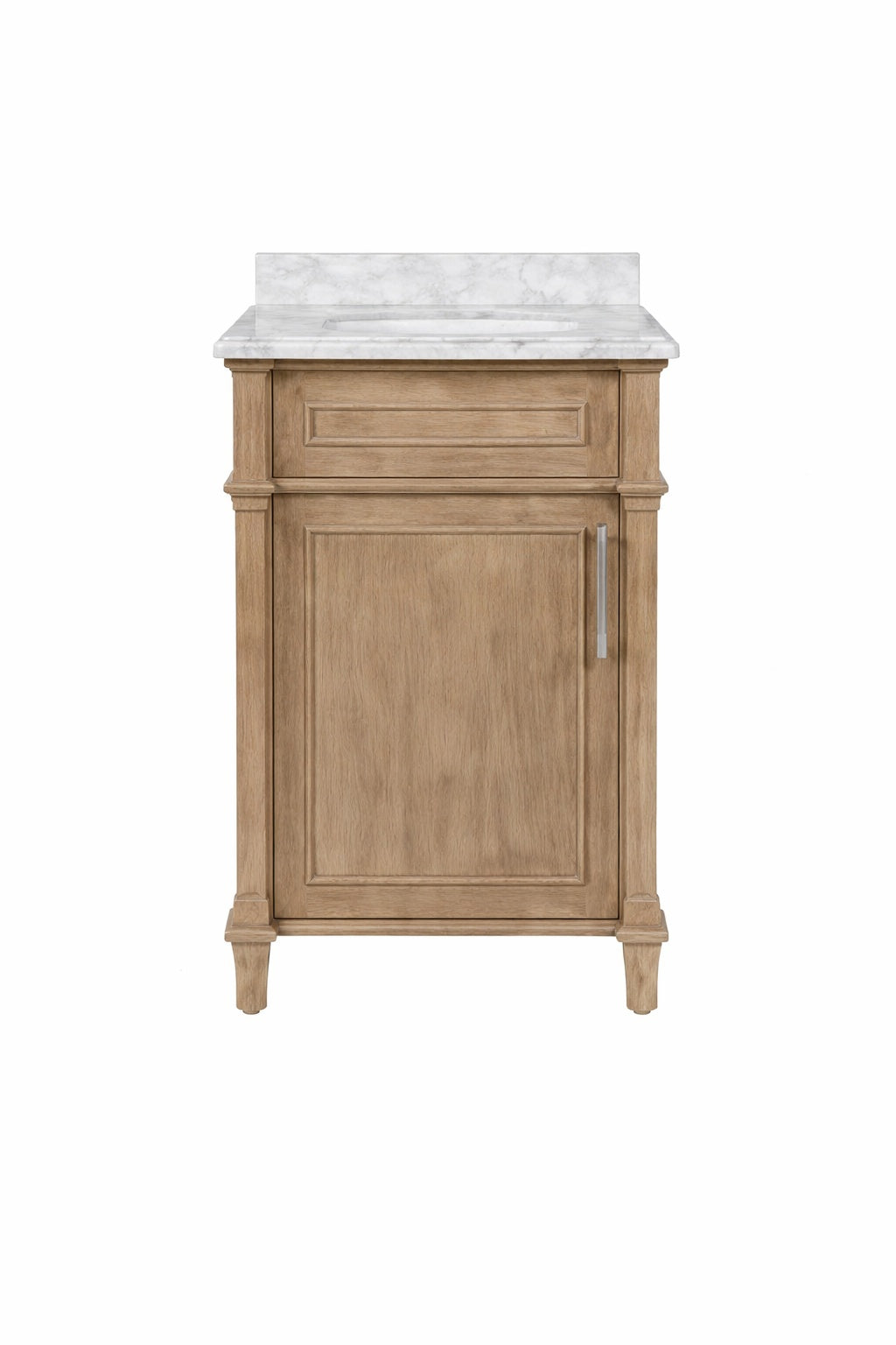 Home Decorators Collection Aberdeen 24 in Single Sink Antique Oak Bath Vanity with Carrara Marble Top Assembled Aberdeen