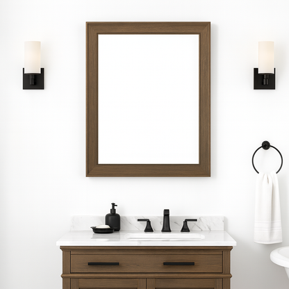 Home Decorators Collection Sonoma 28 in. W x 36 in. H Rectangular Framed Wall Mount Bathroom Vanity Mirror in Almond Latte