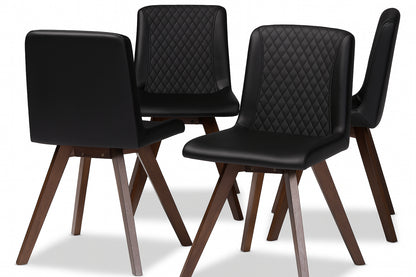 Pernille Black and Walnut Faux Leather Dining Chair (Set of 4)