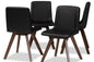 Pernille Black and Walnut Faux Leather Dining Chair (Set of 4)