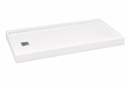 Bootz Industries Aloha ShowerCast 60 in L x 30 in W Alcove Shower Pan Base in White with Square Chrome Left Drain