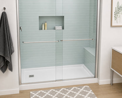 Bootz Industries Aloha ShowerCast 60 in L x 30 in W Alcove Shower Pan Base in White with Square Chrome Left Drain
