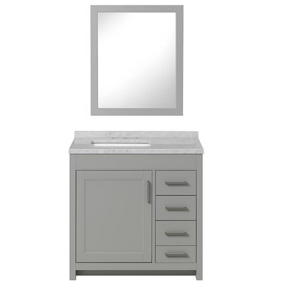 Westcourt 37 in. W x 19 in. D x 38 in. H Single Sink Bath Vanity in Sterling Gray with Silver Ash Solid Surface Top