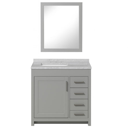 Westcourt 37 in. W x 19 in. D x 38 in. H Single Sink Bath Vanity in Sterling Gray with Silver Ash Solid Surface Top