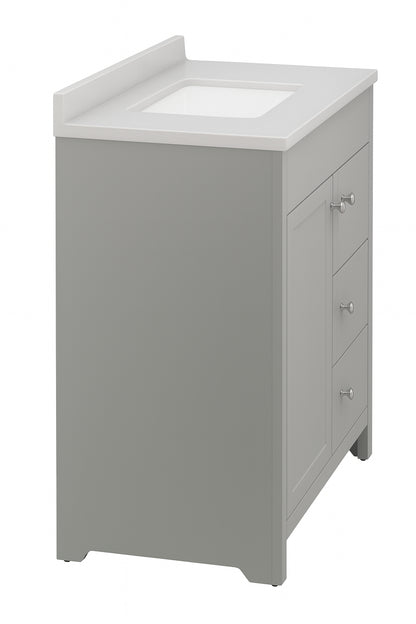 Westcourt 37 in. W x 19 in. D x 38 in. H Single Sink Bath Vanity in Sterling Gray with Silver Ash Solid Surface Top