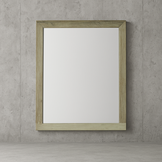Home Decorators Collection Kingrass 28 in.W X 1 in.D X 35 in.H Mirror in Solid Acacia Frame, Beige/Brown Tone