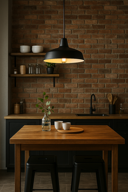 Hampton Bay 1 Light Black Warehouse Pendant Hanging Light with Metal Shade AF 1032R BK/313213138 6940500320311 Hampton Bay