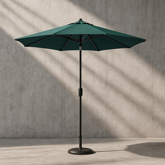 9 ft. x 7 ft. Market Rectangular Next Gen Solar Lighted Patio Umbrella in Hunter Green