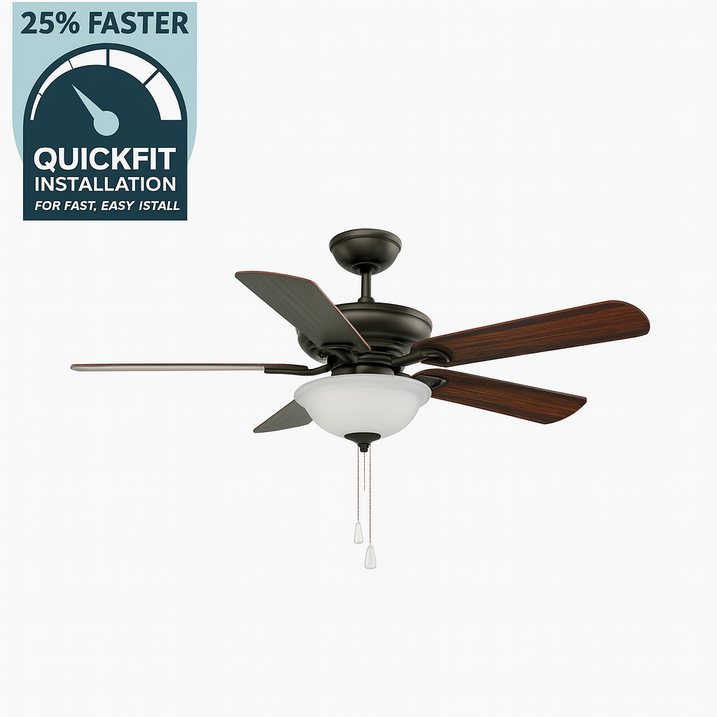 Hampton Bay Wellston II 44 in. Indoor LED Bronze Dry Rated Downrod Ceiling Fan with Light Kit and 5 Reversible Blades